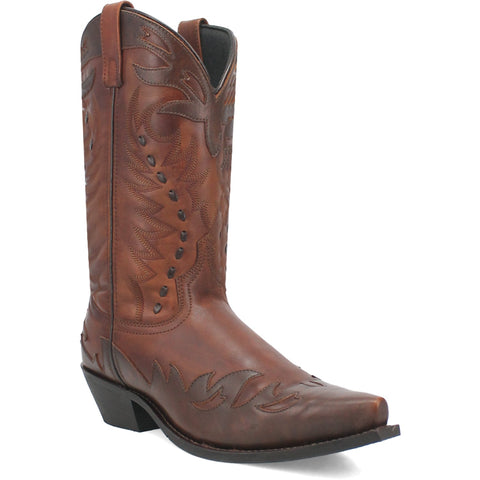 Laredo Mens Gentry Antique Tan Leather Cowboy Boots