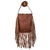 American West Womens Fringed Cowgirl Floral Natural Tan Leather Crossbody Bag