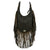 American West Womens Fringed Cowgirl Hobo Brindle Hair-On Leather Crossbody Bag