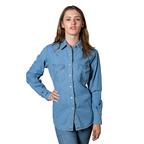 Rockmount Womens Blue 100% Cotton Denim Western L/S Shirt
