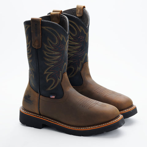 Thorogood Mens Wellington WP 11in Soft Toe Crazy Horse/Black Leather Work Boots