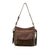 American West Womens Waxed Zip Top Dark Brown Leather Handbag Bag