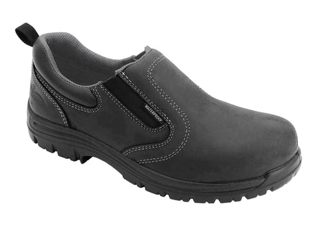 Avenger Womens Black Leather Comp Toe 7169 Slip-On Work Shoes 7 W