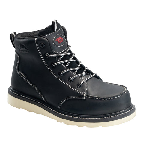 Avenger Mens Mid Wedge Black Leather Work Boots