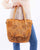 Scully Womens Floral Applique Tan Leather Bucket Bag