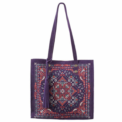 Scully Womens Artisan Print Carryall Ocean Leather 13x13x4.5in Tote Bag