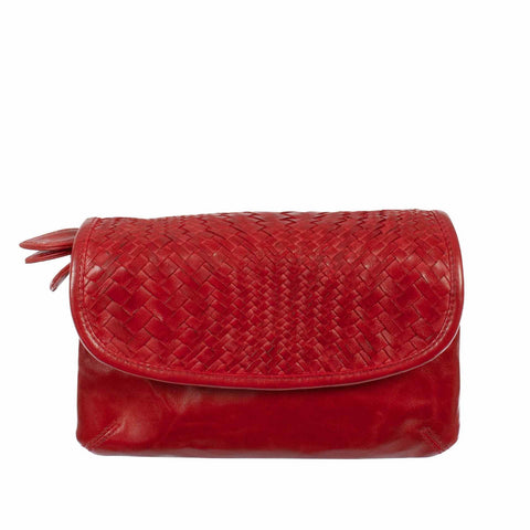 Scully Womens Woven Flap Essentials Red Leather 8.25x5x2.25in Crossbody Bag