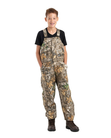Berne Boys Realtree Edge 100% Cotton Youth Insulated Bib Overall XS