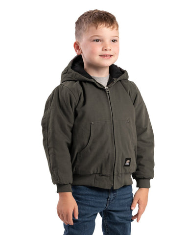 Berne Apparel Unisex Softstone Duck Hooded Olive Duck 100% Cotton Jacket