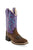 Old West Brown/Purple Youth Girls Leather Cowboy Boots 6D
