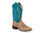 Old West Youth Unisex Broad Square Toe Tan/Turquoise Leather Cowboy Boots