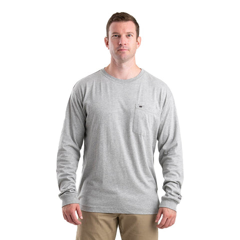 Berne Mens Grey Cotton Blend Lightweight Performance Tee L/S