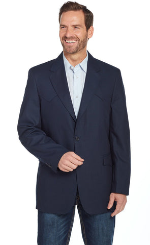 Circle S Mens Navy Polyester Plano Western Sport Coat 54 L