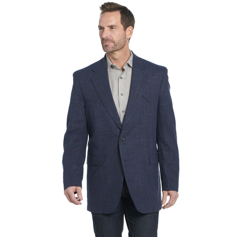 Circle S Mens Lubbock Heather Navy Poly/Rayon Two-Button Sport Coat 44R
