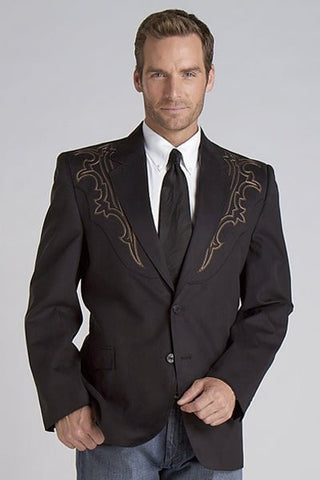 Circle S Mens Black 100% Microsuede Galveston Boot Stitch Jacket Blazer 44 R