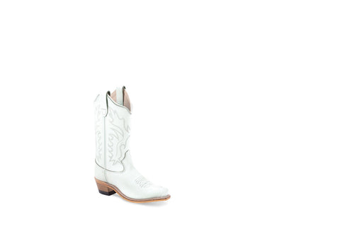 Old West Girls White Leather Fashion Boots 3 D