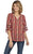 Cowgirl Up Womens Red/Green Polyester Striped Blouse S/S