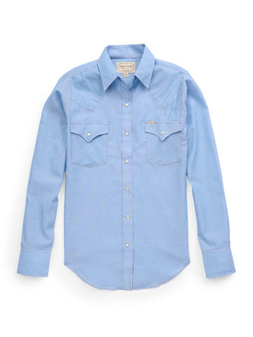 Ely and Walker Womens Granddaddy Chambray Snap Blue Poly/Cotton L/S Shirt