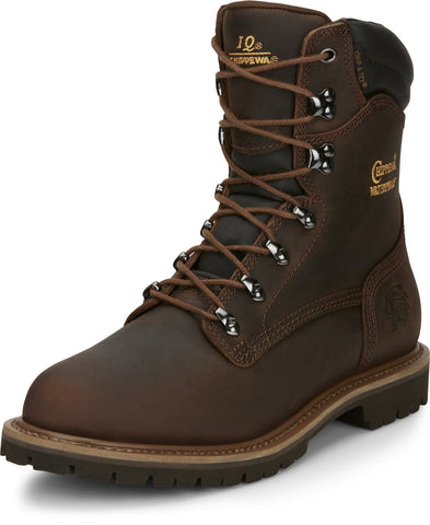 Chippewa Mens Birkhead 8in Waterproof 400G Tough Bark Leather Work Boots 8 XW
