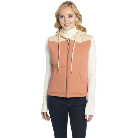 Cripple Creek Womens Two-Toned Hooded CCP Coral Reef 100% Cotton Vest