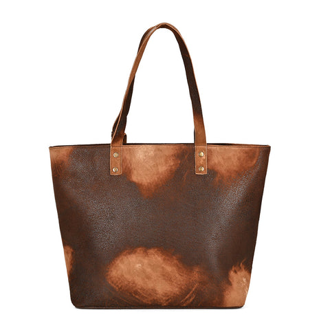 Corral Womens D1291 Chocolate/Almond Leather 5 Liter Distressed Tote Bag 1 BG