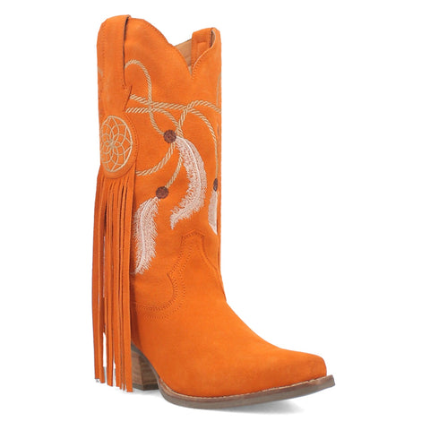 Dingo Womens Day Dream Orange Leather Cowboy Boots