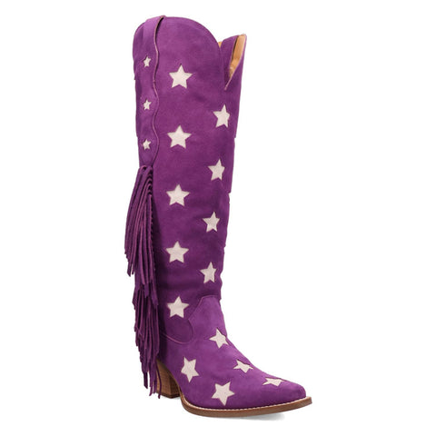Dingo Womens Super Star Purple Suede Cowboy Boots