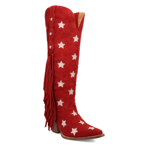 Dingo Womens Super Star Red Suede Cowboy Boots 8 M