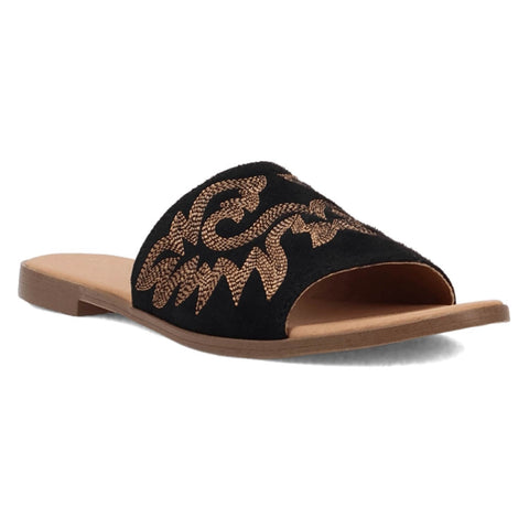 Dingo Womens Lasso Black Suede Slide Sandals Shoes