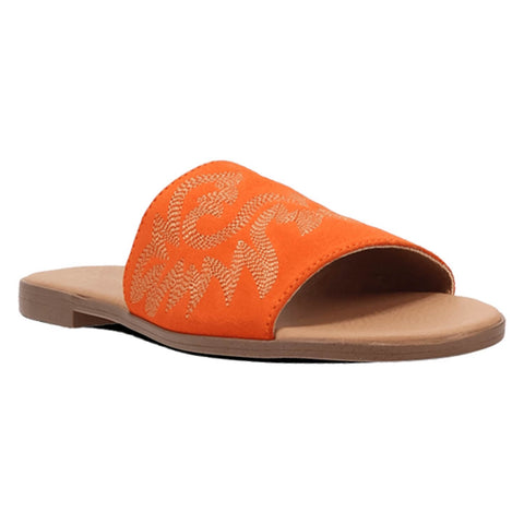 Dingo Womens Lasso Orange Suede Slide Sandals Shoes