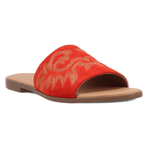 Dingo Womens Lasso Red Suede Slide Sandals Shoes