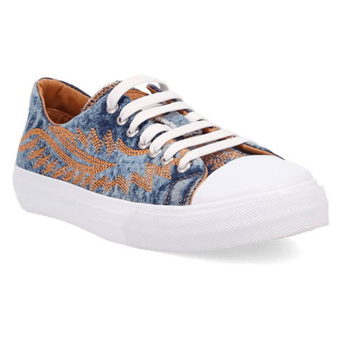 Dingo Womens Campus Denim Suede Western Sneakers Shoes