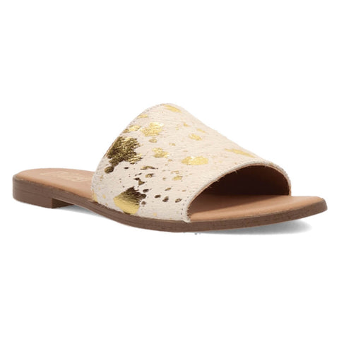 Dingo Womens Moo Moo Gold Hair-on-Hide Sandals Shoes