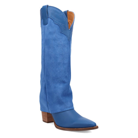 Dingo Womens Wild Fire Blue Leather 16in Cowboy Boots