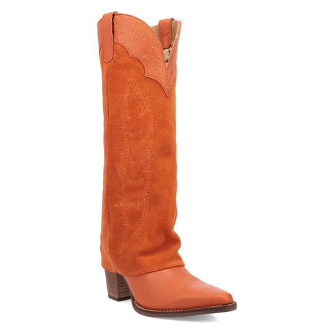 Dingo Womens Wild Fire Orange Leather 16in Cowboy Boots