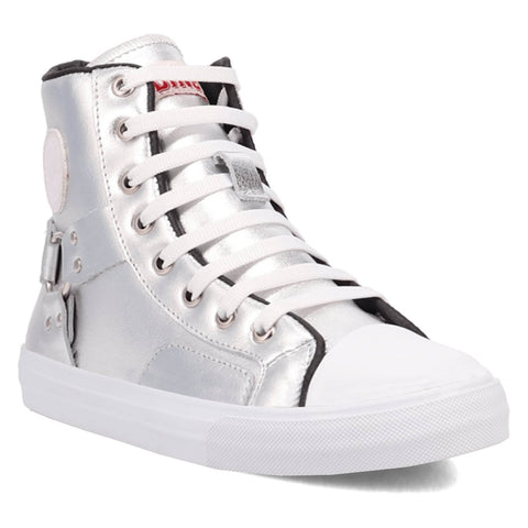Dingo Womens Knarly Silver Leather Harness Sneakers Shoes