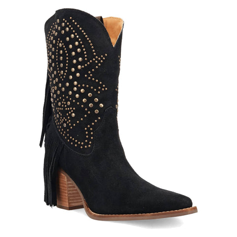 Dingo Womens Star Power Bootie Black Suede 9in Cowboy Boots