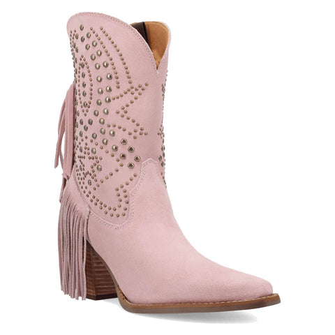 Dingo Womens Star Power Bootie Pink Suede 9in Cowboy Boots