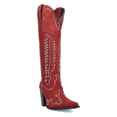 Dingo Womens Double Take Red Suede 18in Cowboy Boots