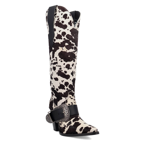 Dingo Womens Spur Crazy Black Calf Leather 18in Cowboy Boots 10 M