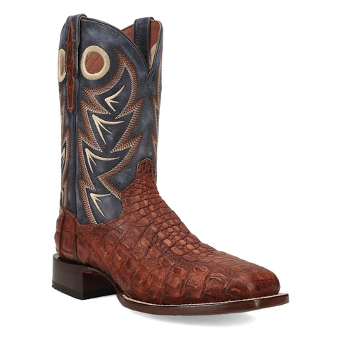 Dan Post Mens Marsh Cognac/Blue Caiman 12in Cowboy Boots