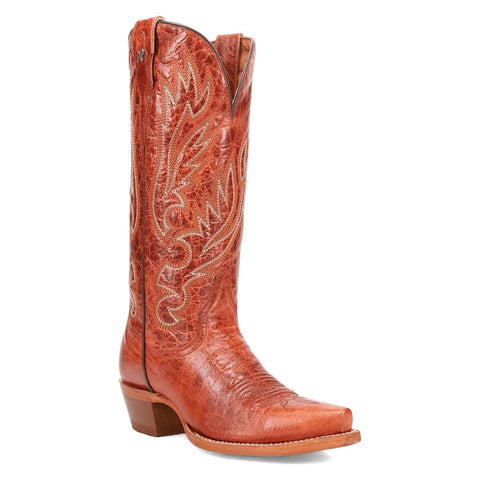 Dan Post Womens Katy Rustic Orange Leather Cowboy Boots