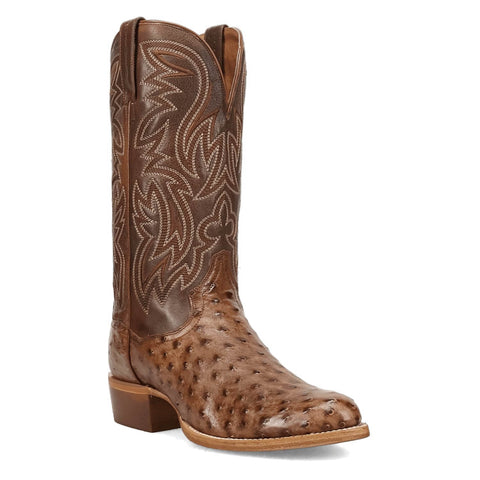 Dan Post Mens Gauge Brown Full Quill Ostrich 13in Cowboy Boots