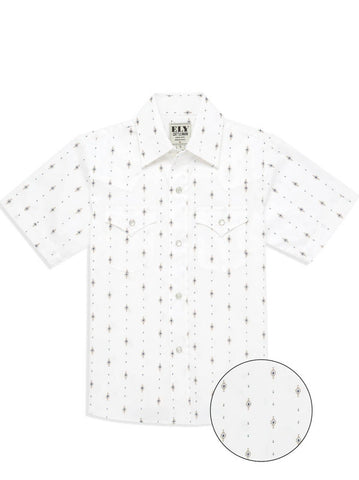 Ely and Walker Kids Boys Diamond Aztec Print White 100% Cotton S/S Shirt