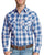 Ely and Walker Mens Plaid Snap Blue Poly/Cotton L/S Shirt
