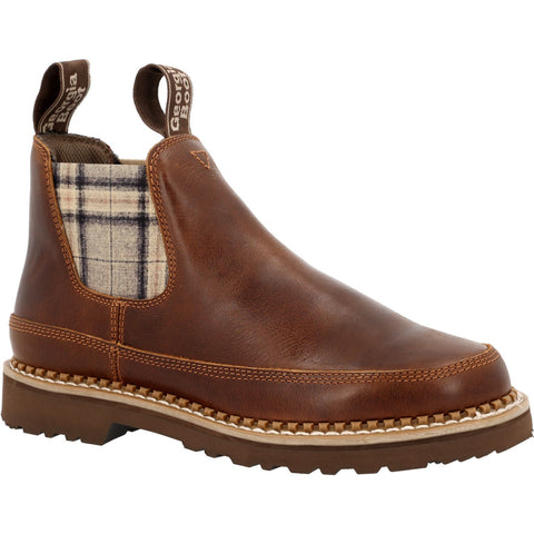 Georgia Womens Paisley Chelsea Romeo Brown Leather Work Boots