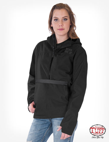 Cowgirl Tuff Womens Black Microfiber Jacket Hooded Pullover