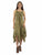 Scully Womens Hankerchief Hem Lace Up Olive 100% Rayon S/L Dress