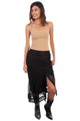 Scully Womens Black Rayon Front Slit Skirt S