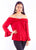 Scully Womens Drapey Silhouette Red 100% Rayon L/S Blouse